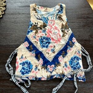 Free People Size S Side Tie Floral Tank